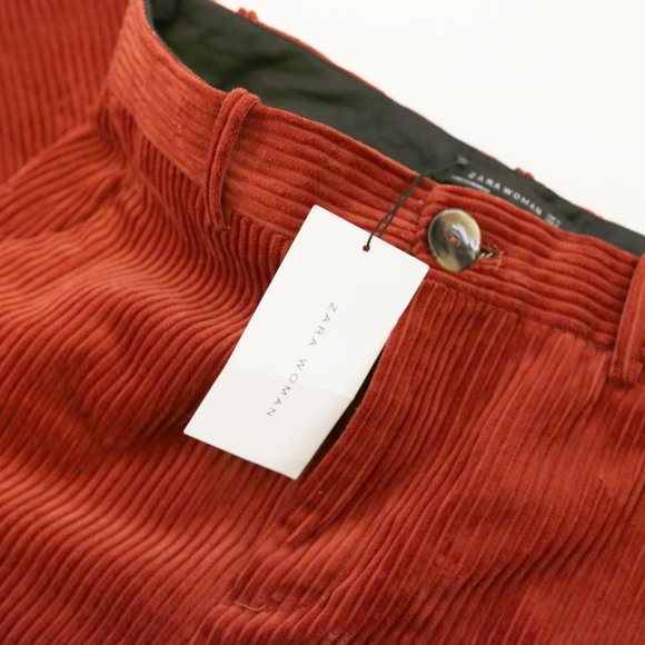 NWT Zara Corduroy Burnt Orange Pants Medium - Picture 4 of 8